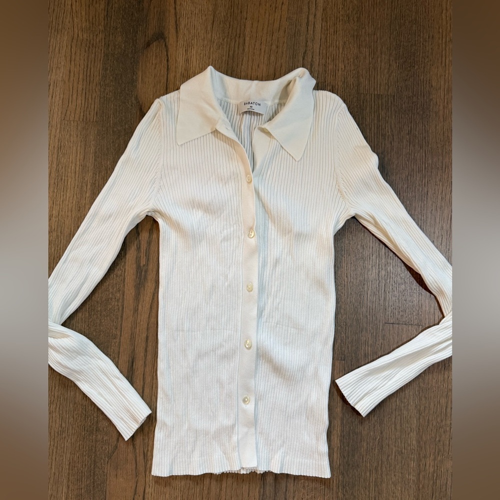 Aritzia Babaton Finley Button Down Sweater-Size XS-Cream/Ivory